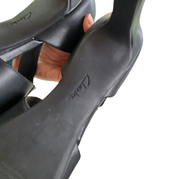 CLARKS BLACK MARY JANE HEELS SZ 10 COMFORT WORK CHUNKY STRAPPY HOLIDAY DATE - Picture 11 of 11